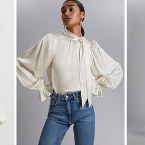 & other stories tie neck blouse